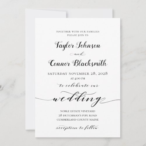 Rustic Calligraphy Wedding Invitation