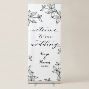 Rustic Calligraphy Wedding Leaf Greenery Welcome Retractable Banner