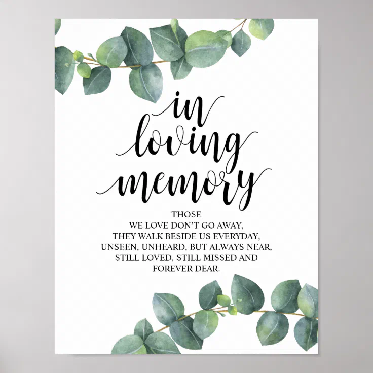 Rustic Calligraphy Wedding Memorial Table Sign | Zazzle