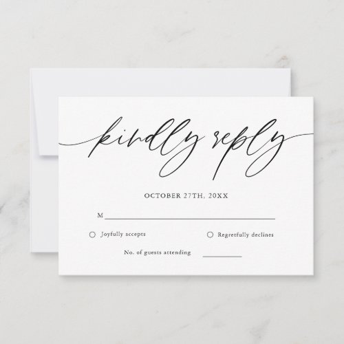 Rustic Calligraphy Wedding RSVP Card