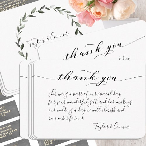 Rustic Calligraphy Wedding Thank You Card