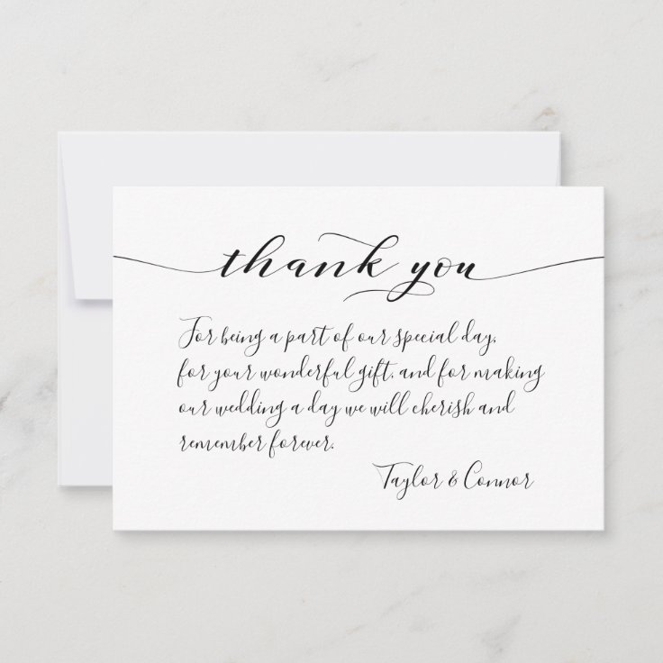 Rustic Calligraphy Wedding Thank You Card | Zazzle