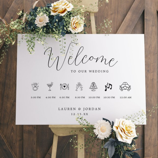 Rustic Calligraphy Wedding Timeline Welcome Sign (Creator Uploaded)