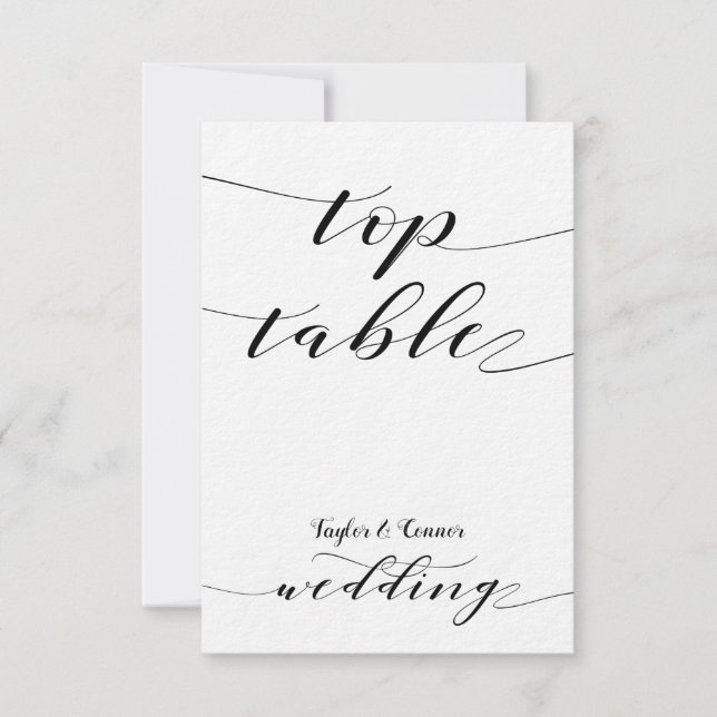 Rustic Calligraphy Wedding Top Head Table Card (Front)