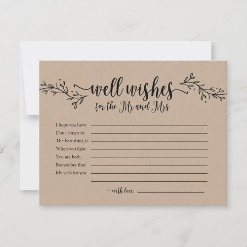 Rustic calligraphy well wishes for Mr and Mrs Invitation