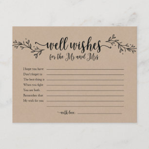 Rustic calligraphy well wishes for Mr and Mrs Invitation