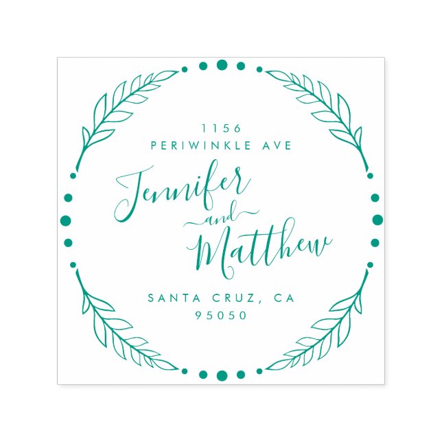 Rustic Calligraphy Wreath Wedding Return Address Self-inking Stamp (Design)
