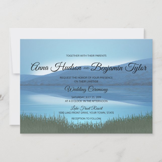 Rustic Calming Lakeside Wedding Event Invites (Front)