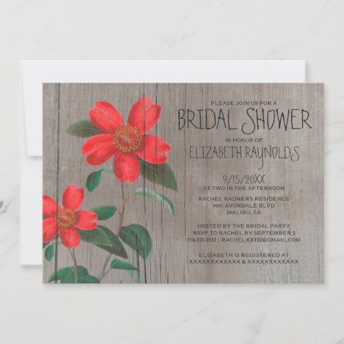 Rustic Camellia Bridal Shower Invitations