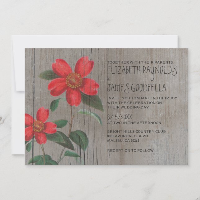 Rustic Camellia Wedding Invitations (Front)