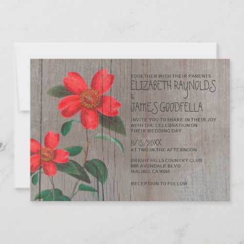Rustic Camellia Wedding Invitations