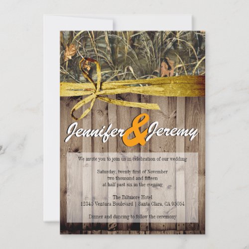 Rustic Camo and Twine Wedding Invitation