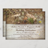 Rustic Camo and Wood Country Wedding Invitations (Front/Back)