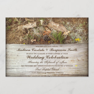 Rustic Camo and Wood Country Wedding Invitations