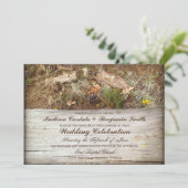 Rustic Camo and Wood Country Wedding Invitations (Standing Front)