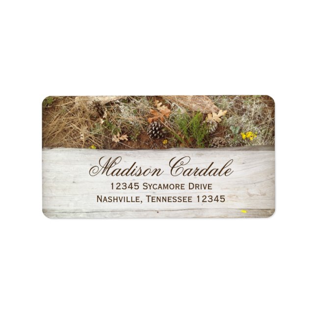 Rustic Camo and Wood Return Address Label (Front)