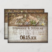 Rustic Camo and Wood Save the Date Postcards (Front/Back)