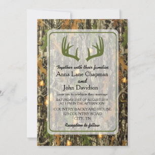 Rustic Camo Antler Wedding Invitation
