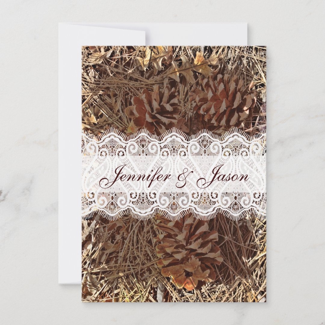 Rustic Camo Camouflage Lace Wedding Invitations Zazzle