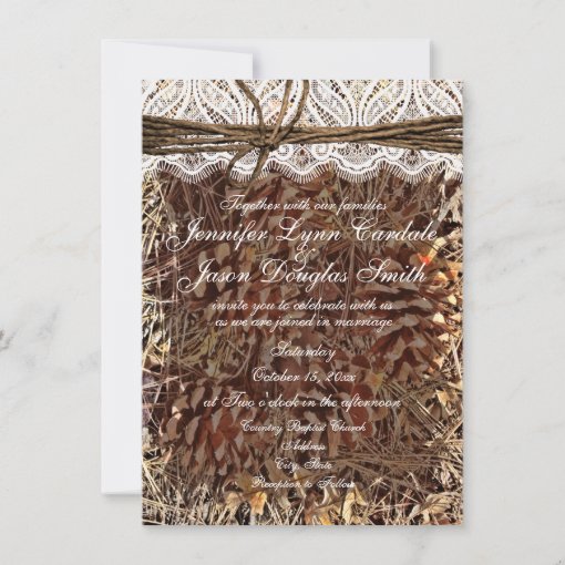 Rustic Camo Camouflage Lace Wedding Invitations Zazzle