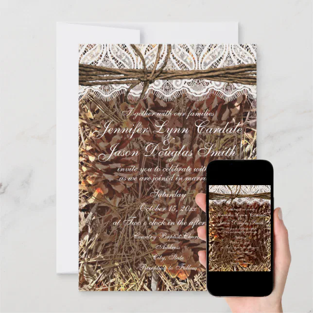 Rustic Camo Camouflage Lace Wedding Invitations Zazzle