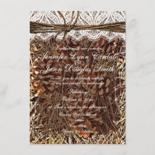 Rustic Camo Camouflage Lace Wedding Invitations