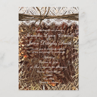 Rustic Camo Camouflage Lace Wedding Invitations