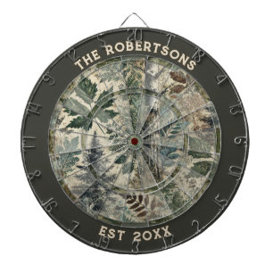 Rustic Camo Custom Family Name Established Date Dart Board