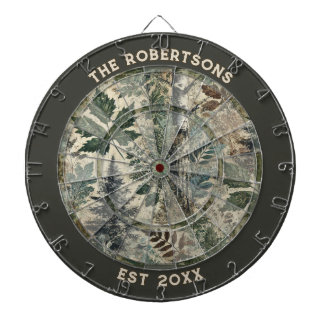 Rustic Camo Custom Family Name Established Date Dart Board