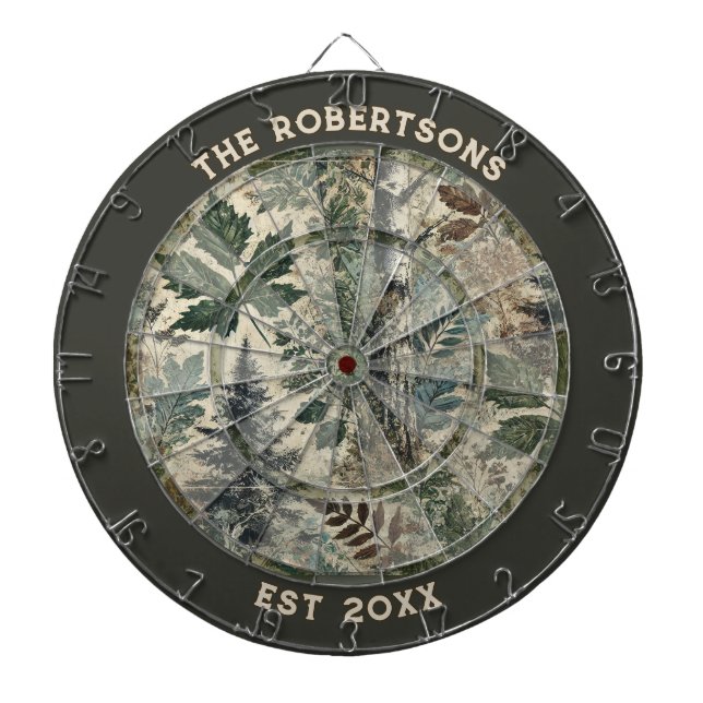 Rustic Camo Custom Family Name Established Date  Dart Board (Front)