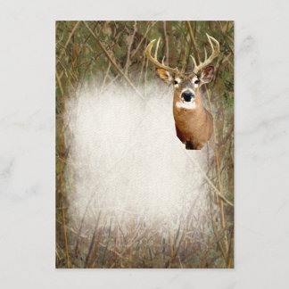 Rustic Camo Hunting Deer Antlers Blank Invitations