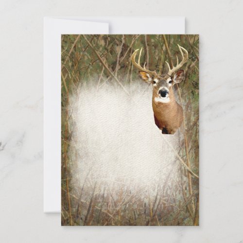 Rustic Camo Hunting Deer Antlers Blank Invitations