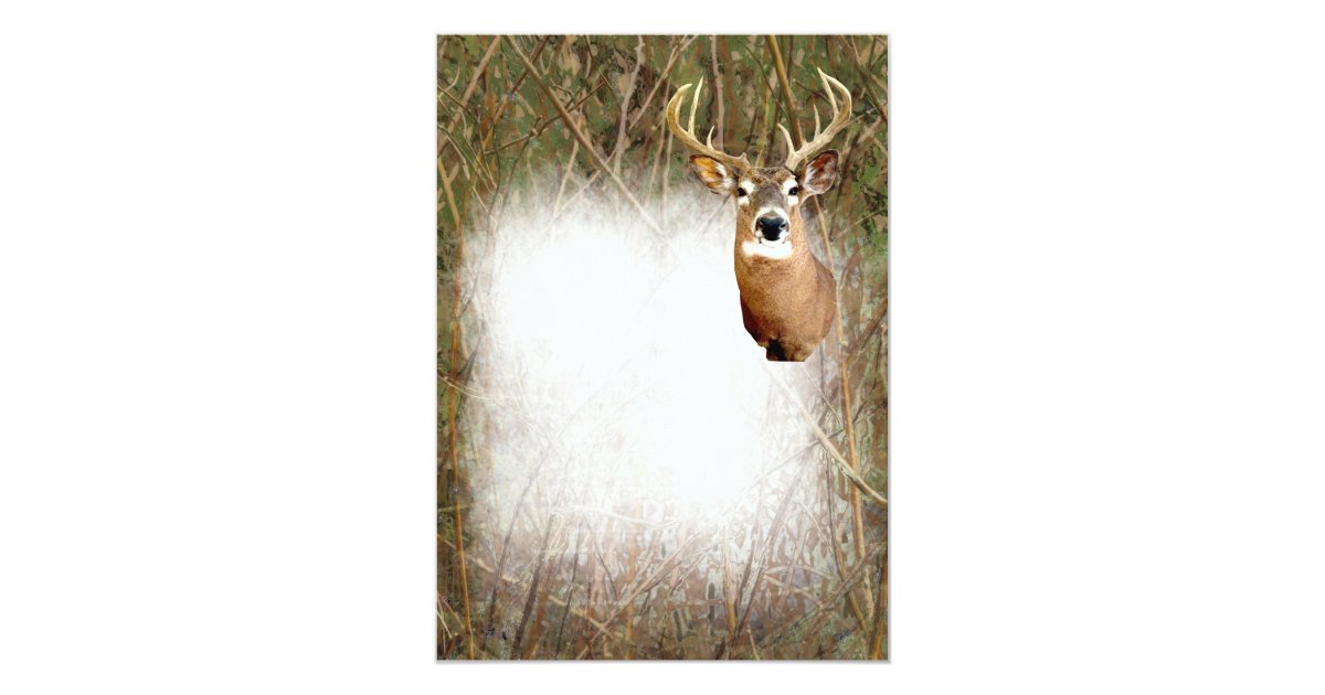Rustic Camo Hunting Deer Antlers Blank Invitations
