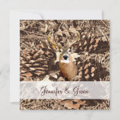 Rustic Camo Hunting Deer Antlers Wedding Invites (Back)