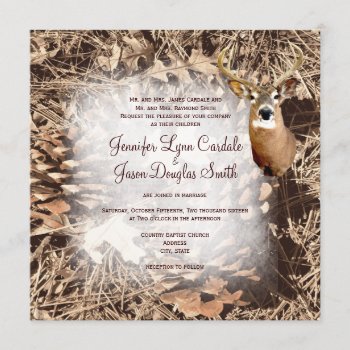 Rustic Camo Hunting Deer Antlers Wedding Invites by CustomWeddingSets at Zazzle