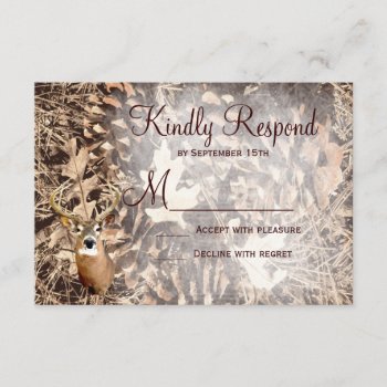 Rustic Camo Hunting Deer Antlers Wedding Rsvp by CustomWeddingSets at Zazzle