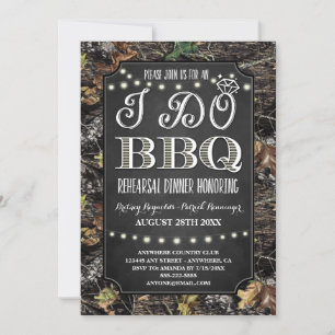 Rustic Camo I Do BBQ Rehearsal Dinner Invitations