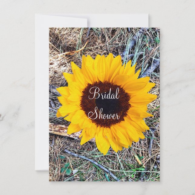 Rustic Camo Sunflower Bridal Shower Invitations (Front)