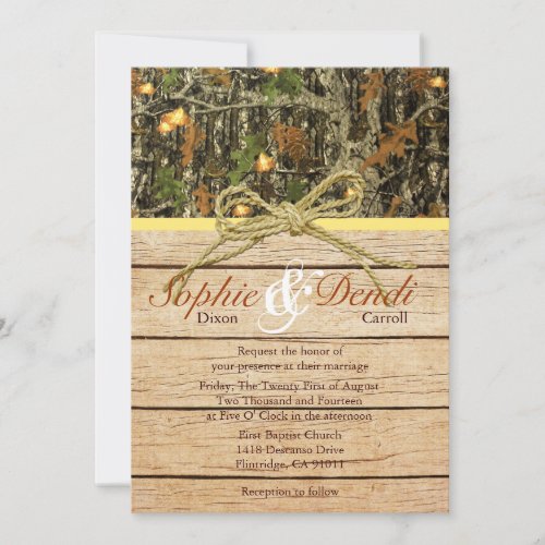 Rustic Camo Wedding Invitation