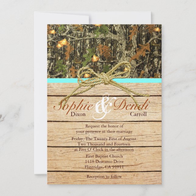 Rustic Camo Wedding Invitation (Front)