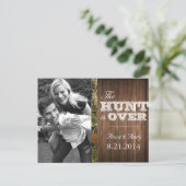 Rustic Camo Wood Save The Date Wedding Postcard (Standing Front)