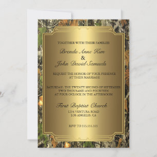 Rustic Camo Wood Wedding Invitation