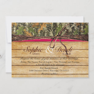 Rustic Camo Wood Wedding Invitation