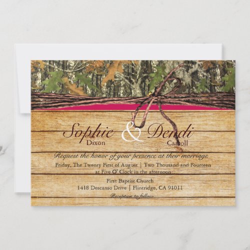 Rustic Camo Wood Wedding Invitation