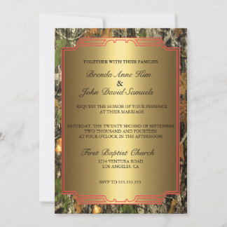 Rustic Camo Wood Wedding Invitation
