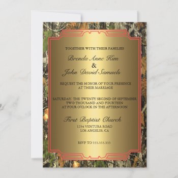 Rustic Camo Wood Wedding Invitation by CleanGreenDesigns at Zazzle