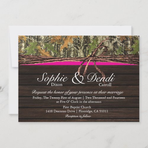 Rustic Camo Wood Wedding Invitation