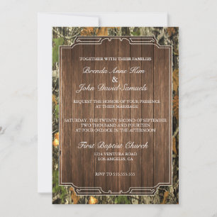 Rustic Camo Wood Wedding Invitation