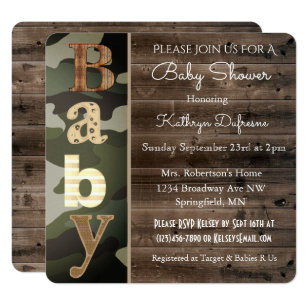 Camo Baby Shower Invitations Zazzle