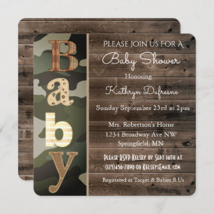 Rustic Camouflage Baby Shower Invitation